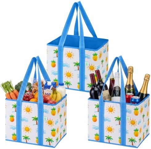 VENO 3 Pack Reusable Grocery Shopping Bags Utility Tote w/Sturdy Handles