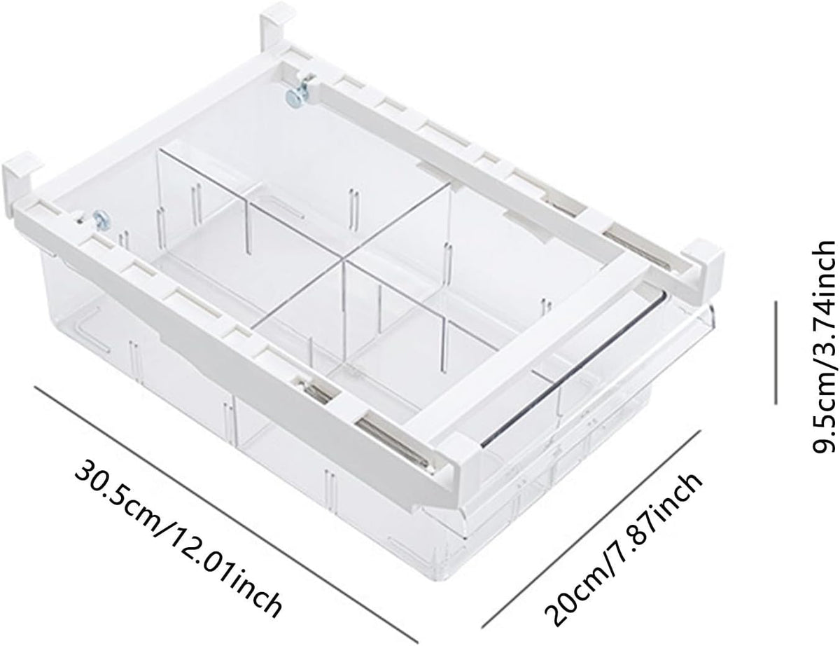 Fridge Drawer Organizer, Refrigerator Organizer Bins, Pull Out with Handle, fridge drawer organizer for Deli Meat, Cheese, Produce and More, Stretchable and Deep Storage (White-2)