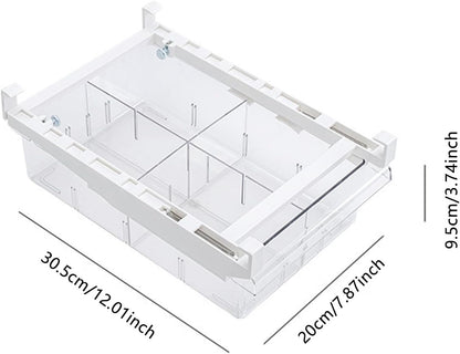 Fridge Drawer Organizer, Refrigerator Organizer Bins, Pull Out with Handle, fridge drawer organizer for Deli Meat, Cheese, Produce and More, Stretchable and Deep Storage (White-2)