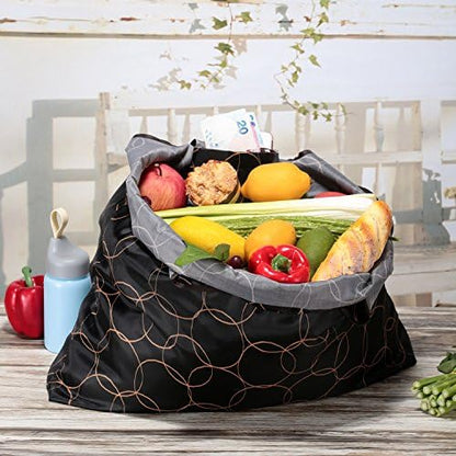 KINGMAS Reusable Grocery Bags, Eco-Friendly Folding Tote Shopping Bag fits in Pocket, Washable Waterproof Nylon Pouch Bags