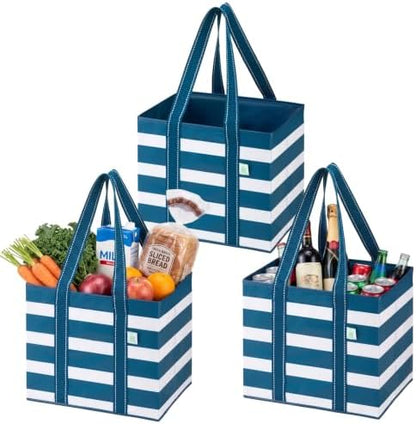 VENO 3 Pack Reusable Grocery Shopping Bags Utility Tote w/Sturdy Handles