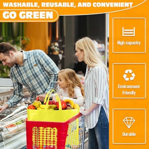 Windyun Reusable Grocery Bags Large Non Woven Shopping Bags with Handles Foldable Portable Tote, 16x6x12 Inch