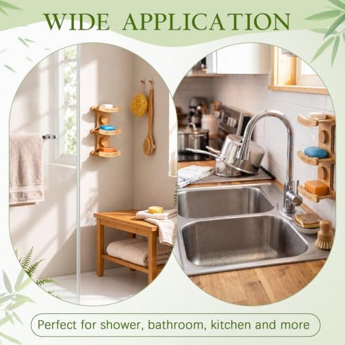 3-Tier Bamboo Soap Dish for Shower, Wall Mounted