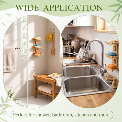 3-Tier Bamboo Soap Dish for Shower, Wall Mounted
