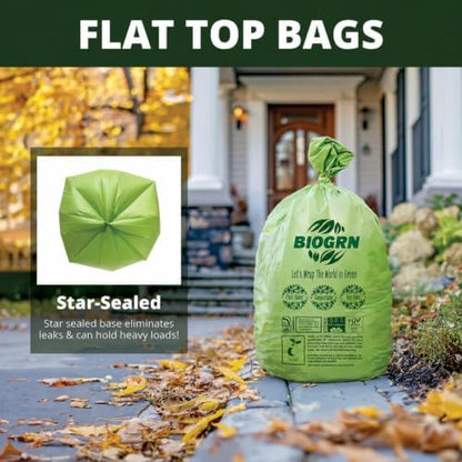 50-55 Gallon Compostable Trash Bags Food Waste Bags Liners with Flat-Top, Thick 2 Mil, 208.2 Liter, 12 Bags, Tall Kitchen Food Scrap Waste Bag, ASTM D6400, US BPI and OK Compost Home Certified