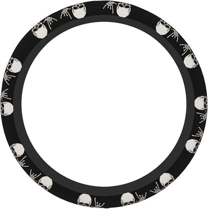 Rock and Roll Skull Steering Wheel Cover Men, Comfortable Elastic Steering Car Wheel Cover Fit 15 inches Universal Accessories Suvs Trucks Decor