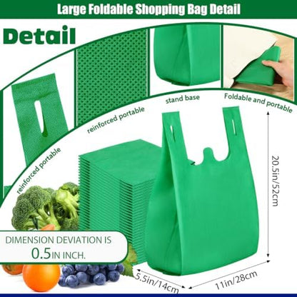 Windyun Large Grocery T-shirt Bags Bulk Reusable Non Woven Shopping Bag Foldable Gift Tote with Handle, 20.5x11x5.5 Inch