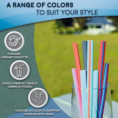 Reusable Drinking Straws + Case – Fits 8–20 oz Cups/Tumblers – Soft, BPA-Free, Food Grade, Oval (Less Pucker) – DW | MW Safe – Hot/Cold Coffee/Tea/Water/More - Made in USA, Pink