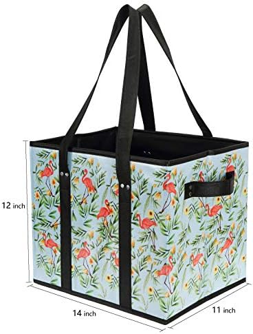 Foraineam Reusable Grocery Bags Set Durable Heavy Duty Tote Bag Collapsible Grocery Shopping Box Bag with Reinforced Bottom