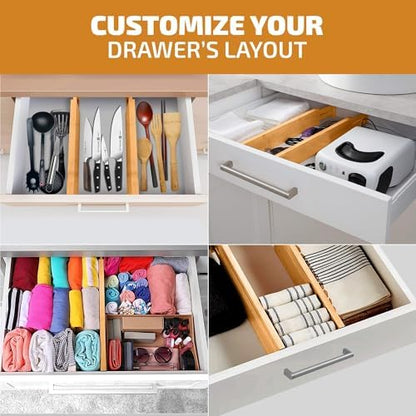 4-Pack Drawer Dividers 2.6-Inch High Dresser Drawer Organizer 16 to 22 Inch
