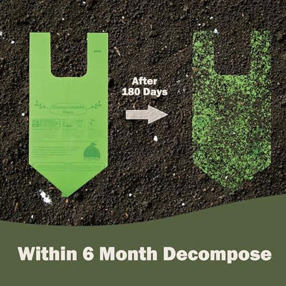 Compost Bags 4-5 Gallon with Handles Tie Extra Thick 0.78 Mils Wastebasket Liners Bags for Kitchen Bathroom Office US BPI ASTM D6400 and Europe OK Compost Home Certified