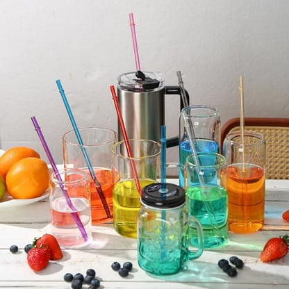 25 Pack 10.5" Plastic Reusable Replacement Drinking Straws