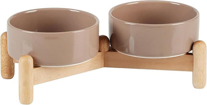 Ceramic 5.1inch Raised Double Bowls Set