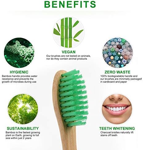 12 Pack Bamboo Toothbrushes, Biodegradable Bamboo Toothbrush, BPA Free Soft Bristles, Eco-Friendly Compostable Natural Wooden Toothbrush, Organic Charcoal Wood ToothBrushes (Multi-Color)