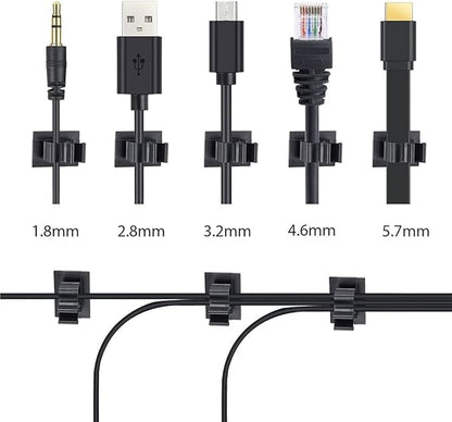 Viaky 30 Pcs Black Clips Self Adhesive Backed Nylon Wire Adjustable Cable Clips Adhesive Cable Management Drop Wire Holder