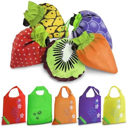 5 Pcs Reusable Grocery Fruit Bags, 15"x15", Washable Tote Bag (5 Colors)