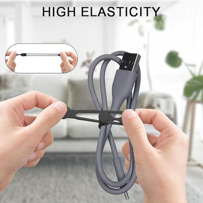 Silicone Cable Ties, 12pcs Reusable Data Cable Organizer, Multipurpose Elastic Wire Organizer Ties for Bundling and Fastening Earphone, Phone Charger