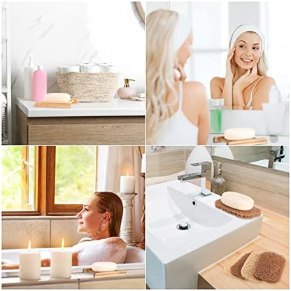 Irenare 60 Pcs Soap Saver Set, Wooden Dish Bar Soap Mesh Bag Pads Bulk