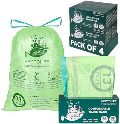 13 Gallon 200 Count Compostable Trash Bags with Home