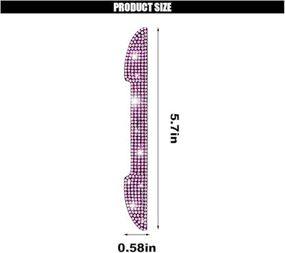 4PCS Bling Car Door Handle Scratch Protector, Crystal Rhinestone Sticker Car Door Edge Guard, Side Rearview Mirror Anti-Collision Strip, Exterior Accessories for Women Men (Pink)