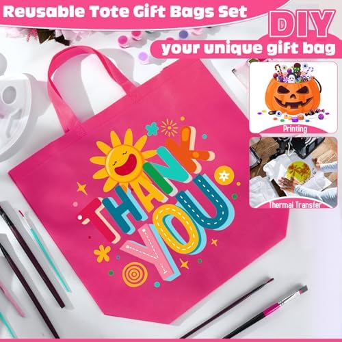 Windyun Reusable Grocery Bags Large Non Woven Shopping Bags with Handles Foldable Portable Tote, 16x6x12 Inch