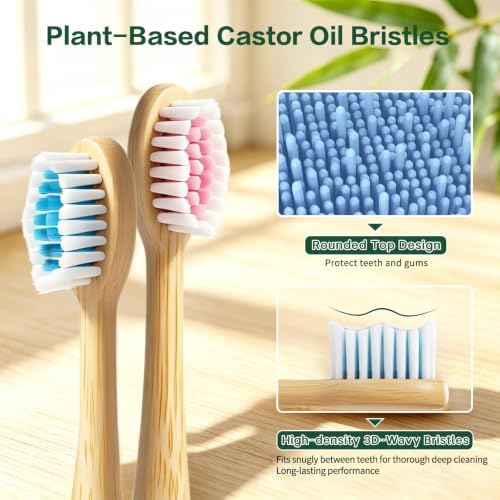 Sonic Electric Bamboo Toothbrush 2 Bamboo Heads with Castor Oil Bristles
