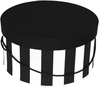 Sarah's Hat Boxes Classic Wide Stripe Hat Box – 14.75" x 7.5" (Dia. x Ht.) Handmade in USA – Odorless Non-Toxic Adhesive, Cording Handle – Premium Storage for Hats & Accessories