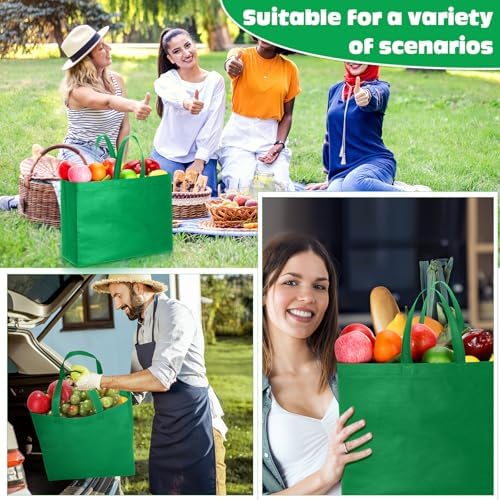 Windyun Reusable Grocery Bags Large Non Woven Shopping Bags with Handles Foldable Portable Tote, 16x6x12 Inch