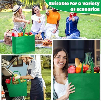 Windyun Reusable Grocery Bags Large Non Woven Shopping Bags with Handles Foldable Portable Tote, 16x6x12 Inch