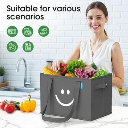 Reusable Grocery Bags 6 PCS, Sturdy Handles & Bottom to Stands Upright