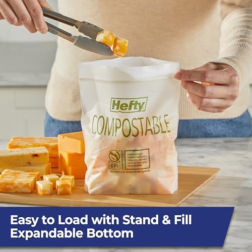 Hefty Compostable Press-To-Close Quart 40 Count (Pack of 12)