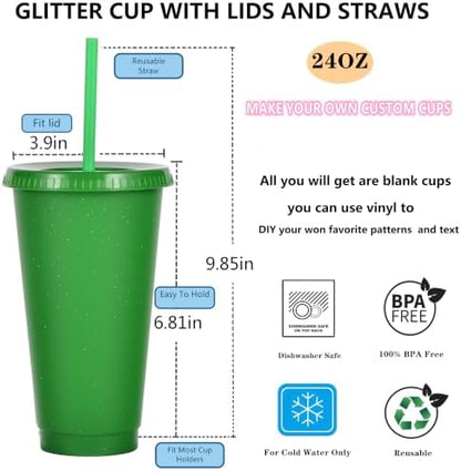 Suertestarry Tumbler with Straw and Lid,Water Bottle Iced Coffee Travel Mug Cup,Reusable Plastic Cups,Perfect for Parties,Birthdays,24oz-5 Pack (Beautiful, 10 pack)