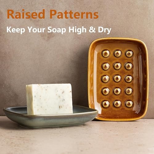 Miamolo Soap Dish for Shower, Soap Holder with Raised Pattern Keep Soap Dry