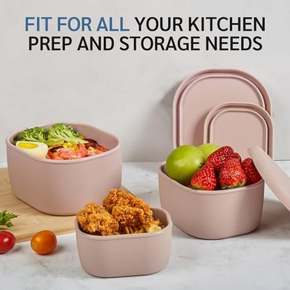 ISSEVE 12Pcs/Set Nesting Silicone Food Storage Containers with Lids