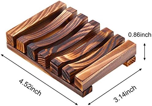 Honoson 5 Pieces Wooden Soap Dish Holder Tray Wood Bar Soap Holder Tray Self Draining Saver for Shower Bathroom Kitchen