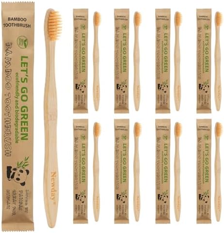 100 Pack Bamboo Toothbrushes Bulk, Individually Wrapped, BPA Free Soft Bristles Toothbrush for Adults, ECO Friendly Toothbrushes for Home Hotel Trips Travel Disposable Toothbrsuh (Primals Toothbrush)