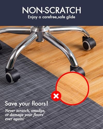 Baroyal Office Chair Mat for Hardwood Floor Under Desk Computer Rolling Chair Mat for Wood/Tile Floor Non-Slip Heavy Duty Desk Rug PVC Plastic Hard Floor Protector 36" x 48" (Cool Grey)