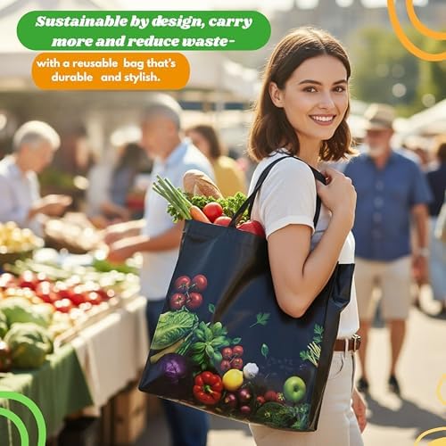 Simply Cool 25 Pack Reusable Grocery Bags, Large Tote Bags Bulk, Black