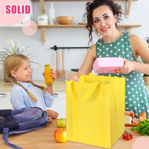 12 Pack Heavy Duty Reusable Grocery Bags - Large Shopping Totes Reinforced Handles, Holds 40 lbs, Foldable and Washable (Multicolor)