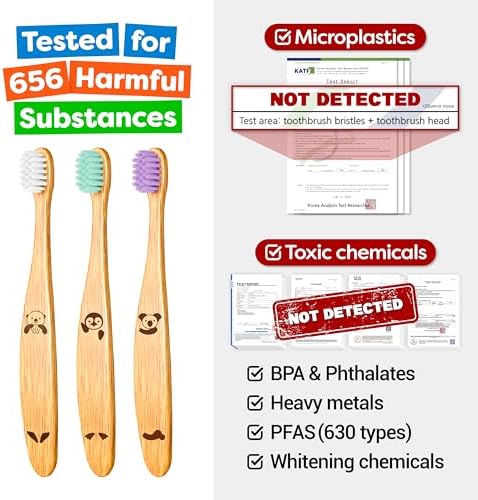 Dr. Noah Microplastic-Free Bamboo Baby Toothbrush, Dentist Designed, 6 Pack