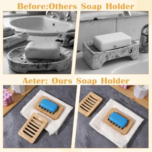 2 Pack Wood Soap Dish for Shower, Natural Wooden Bar Soap Holder