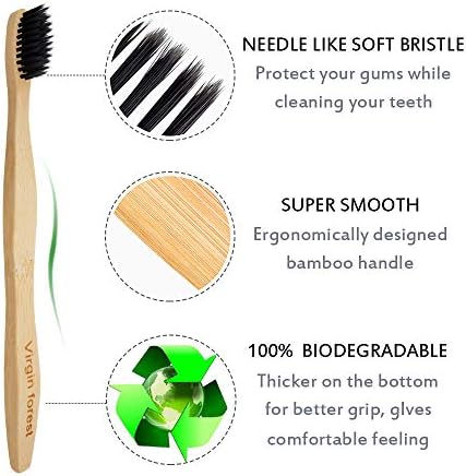 Virgin Forest Bamboo Toothbrushes 6pk, Soft Bristles BPA Free Eco
