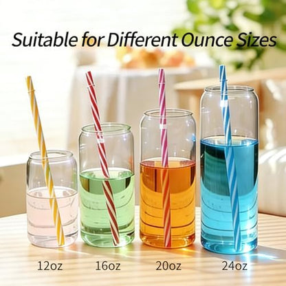 25 Pack 9.05" Plastic Reusable Replacement Drinking Straws