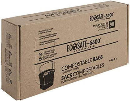 EcoSafe-6400 CP1617-6 Certified Compostable Bag - 16x17” Green Bags for 2.5 Gallon Bin - Extra Strong Leak, Puncture and Tear Resistant Food Scraps Bin Liners, Pack of 90