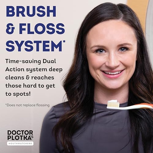 MOUTHWATCHERS Soft Flossing Manual Toothbrush, Adults, 4-Pack, Orange