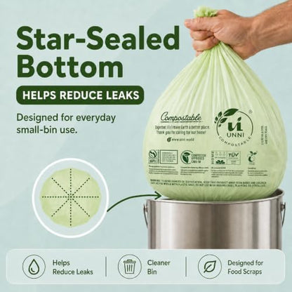 UNNI 3 Gallon Compost Bags for Countertop Bin, 600 CT, Extra Thick 0.71 Mil
