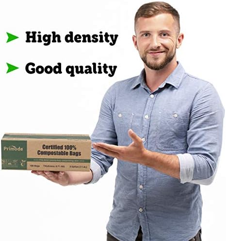 Compostable Bags, 3 Gallon Food Scraps Yard Waste Bags, 100 Count, Extra Thick 0.71 Mil. ASTMD6400 Compost Bags Small Kitchen Trash Bags, Certified By BPI And TÜV AUSTRIA