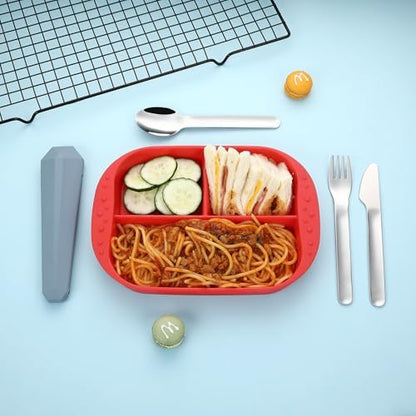 DEVICO Utensils for Lunch Box, 4Pcs Travel Silverware Set with Case, Blue