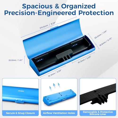 Aluminum Electric Toothbrush Travel Case, 2 in 1 Travel Toothbrush Holder for Oral B/Oral-B Pro 1000 1500 5000 and Most Electric Toothbrush for Traveling, Removable Silicone Liner-Blue