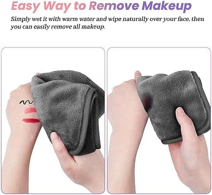 Makeup Remover Cloth Pack of 8, Soft Microfiber Makeup Remover Towels,13x7 inch Reusable Facial Cleansing Cloths for All Skin Types,Gray